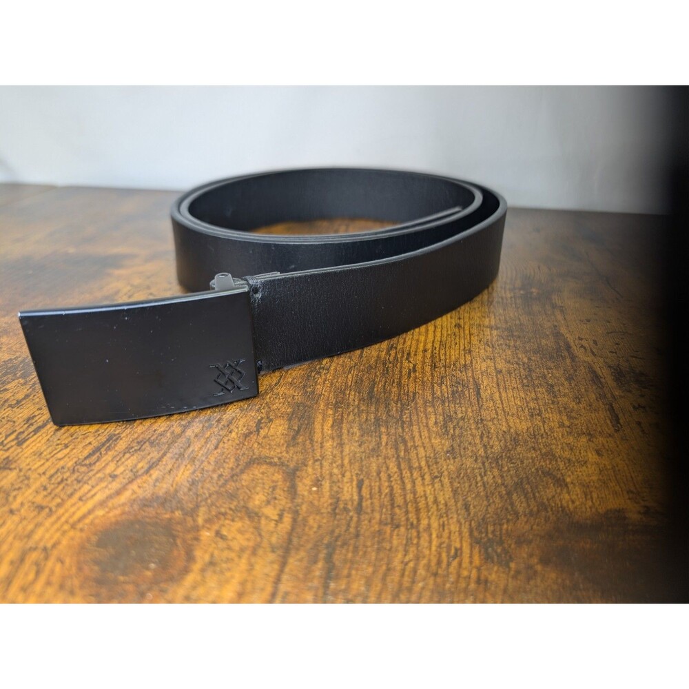 Express Brand Black Genuine Leather Plaque Belt Size 38/40